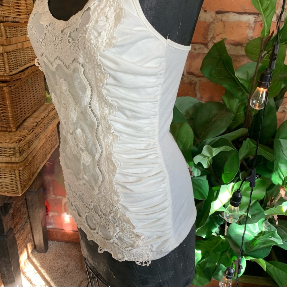 Lace Battenberg White Cami Camisole Sleeveless Fancy Figure Flattering L Large - Picture 7 of 16